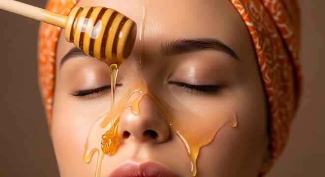 Honey facial treatment a woman indulges in natural skincare and beauty rituals
