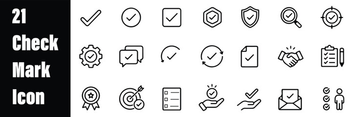 Black Check Mark and Checkbox Icon Collection. Check box icon with correct, accept checkmark icons tick box icon. Vector illustration eps 10 © Hike studio 8
