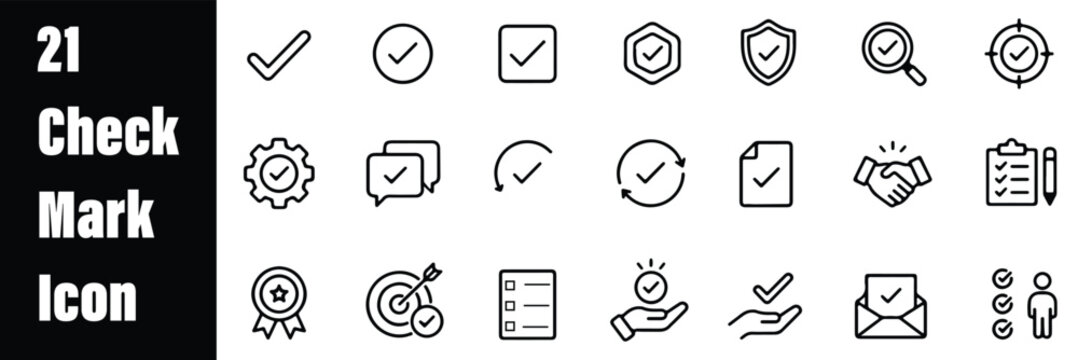 Black Check Mark and Checkbox Icon Collection. Check box icon with correct, accept checkmark icons tick box icon. Vector illustration eps 10