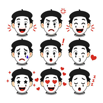 Mime set of emotions character
Vector set of character emotions on a white background