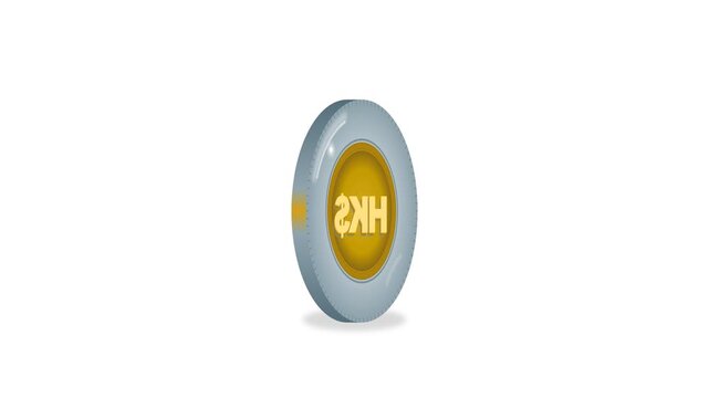 3D Hong Kong Dollar HK Currency Coin Illustration. 4K Video
