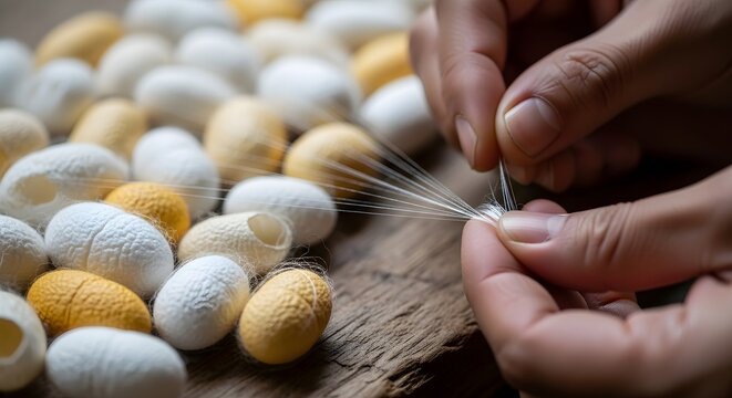 Silkworm cocoon harvesting a close up of delicate silk production