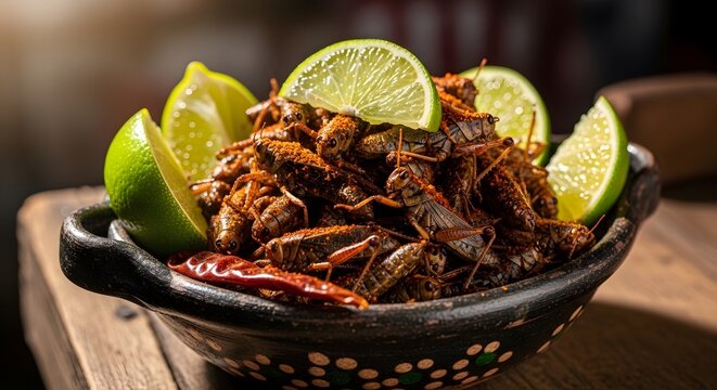 Chapulines with lime a traditional oaxacan snack