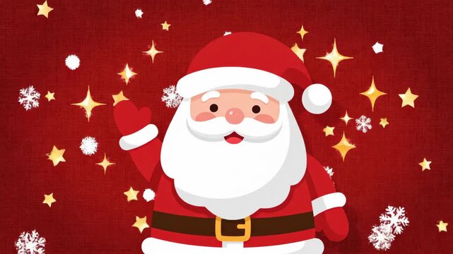 Cheerful Santa Claus Illustration for Holiday Season - This festive illustration features a cute, minimalist Santa Claus on a red textured background, symbolizing joy and holiday cheer.
