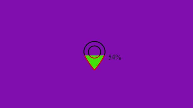 Location pin icon with green fill and 32 percent text on purple background map marker percentage