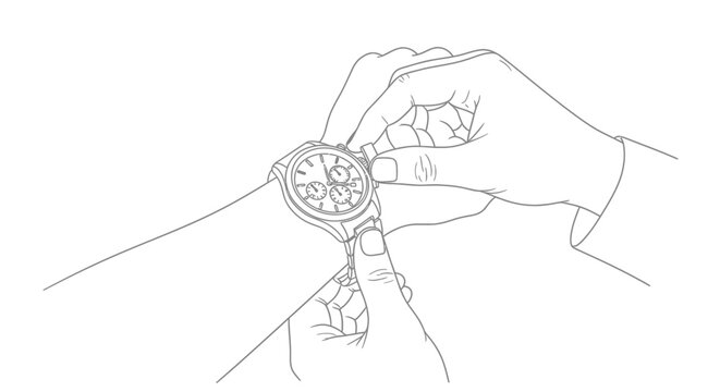 Close-up of a Persons Hands Adjusting a Wristwatch.