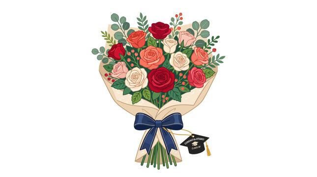 Graduation bouquet with congratulations tag