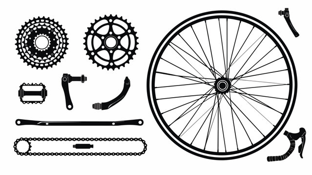 Bicycle parts and accessories collection.