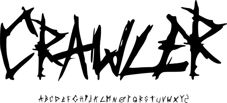 Crawler Horror Scratch Font Alphabet &ndash; Sharp Handdrawn Display Typeface with Dark Slasher Style for Horror Posters, Metal Band Logos, Halloween Branding & Aggressive Typography Design