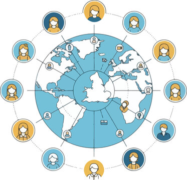 Commonwealth Day Global Network with Connected Nation Icons