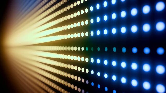 Abstract light beam with blue and yellow dots.