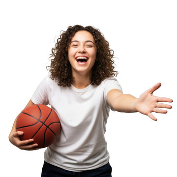 Jubilant basketball player celebrating victory isolated on transparent background