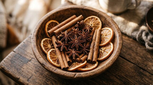 cinnamon sticks on wooden table