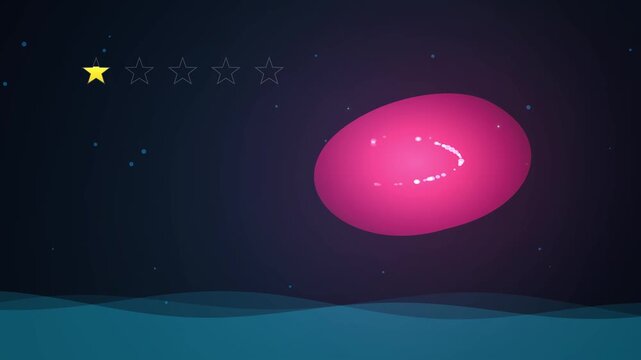 Animated customer feedback showing star rating decrease with changing face expression
