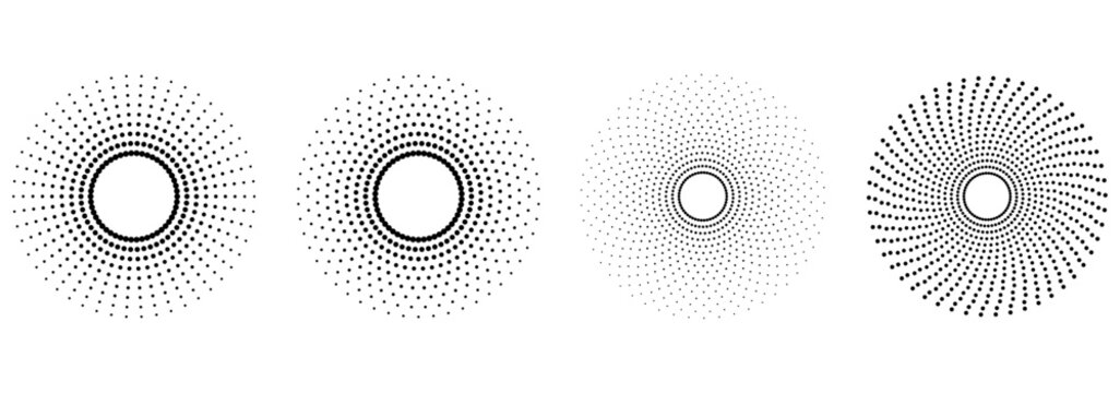 
Set of radial halftone dot pattern background with subtle gradient and abstract design, modern minimalist vector graphic
