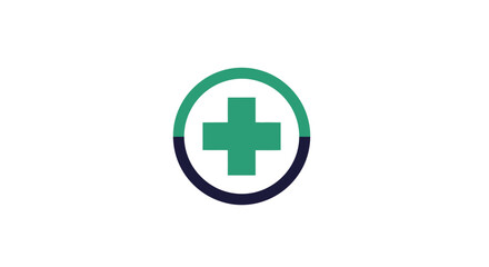 Fototapeta premium Green cross symbol on white background.