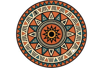 Obraz premium Colorful circular tribal mandala design with geometric patterns