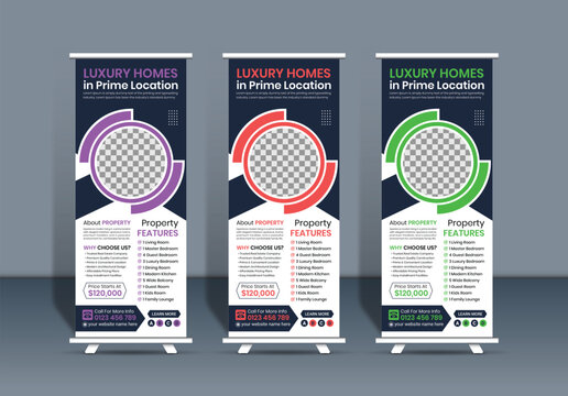 Modern Real Estate Roll-up Banner Design Template for Luxury Home and Property Sale