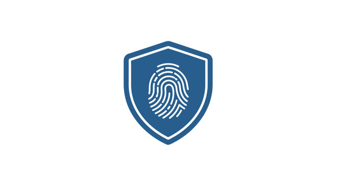 Security shield with fingerprint logo.