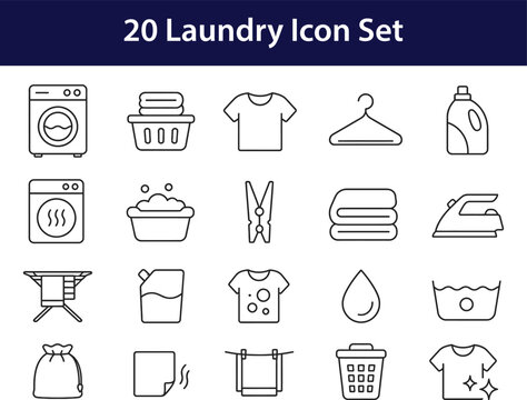 Laundry service line icon collection

