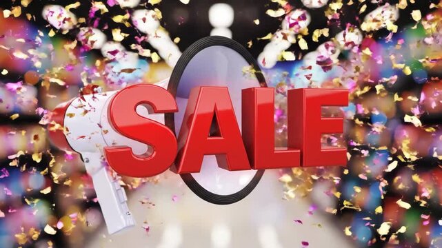 Sale Announcement with Megaphone - This video features a white megaphone with the red text "SALE" superimposed on it.