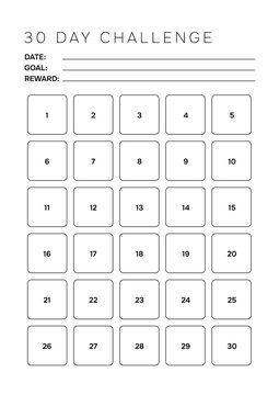 Modern 30 Day Challenge Tracker Template A4 Minimalist Habit Builder for Business Performance and Personal Growth