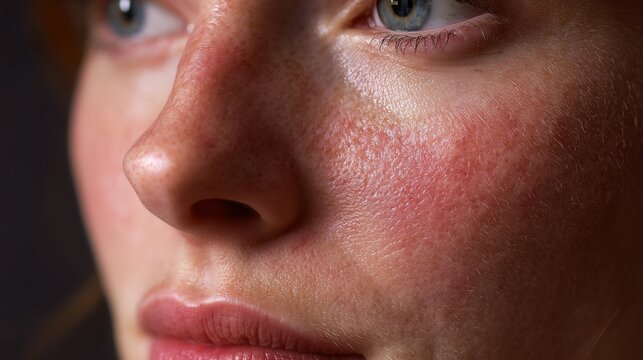 Close-up of a face showing butterfly rash related to lupus and autoimmune skin conditions affecting health