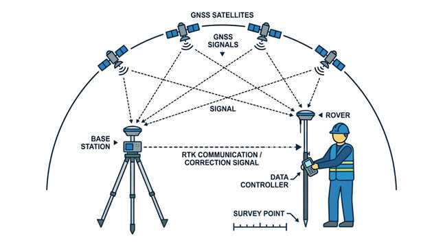 Surveyor using GNSS technology for precise land measurement