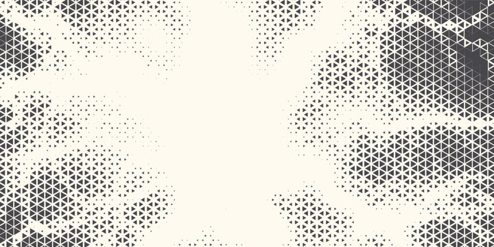 Triangle Shapes Vector Abstract Geometric Technology Background. Radial Composition Halftone Frame Triangular Retro Simple Pattern. Minimal Style Dynamic Tech Wallpaper