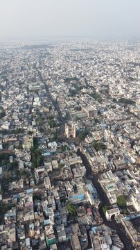 Aerial vertical shot of Charminar in Hyderabad, India