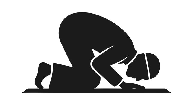 Black vector illustration of a woman silhouette in action featuring sports fitness and gym elements with a laptop and Japanese kanji calligraphy for health