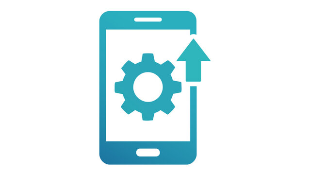 Professional mobile app development vector icon featuring a smartphone screen with coding elements and UI design symbols, perfect for software engineering and digital marketing illustrations.