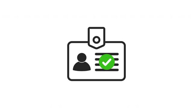 User id card approved, User verification success, Authentication check mark motion graphic
