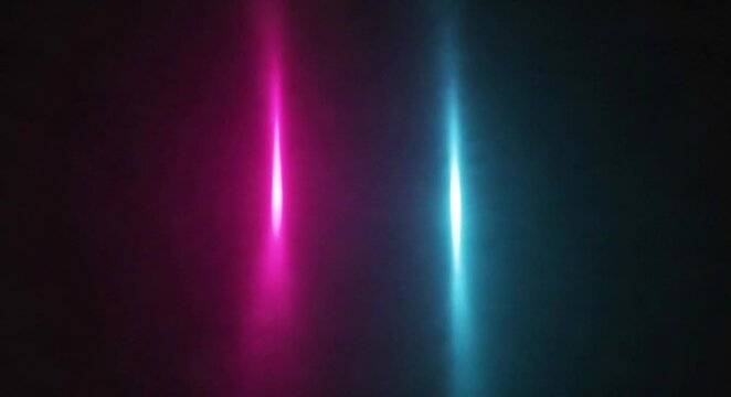 Dual neon vertical light streaks glowing with a cinematic flare against a dark moody background.