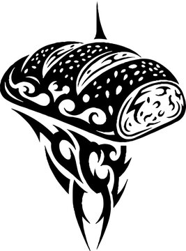 Tribal style loaf of bread graphic