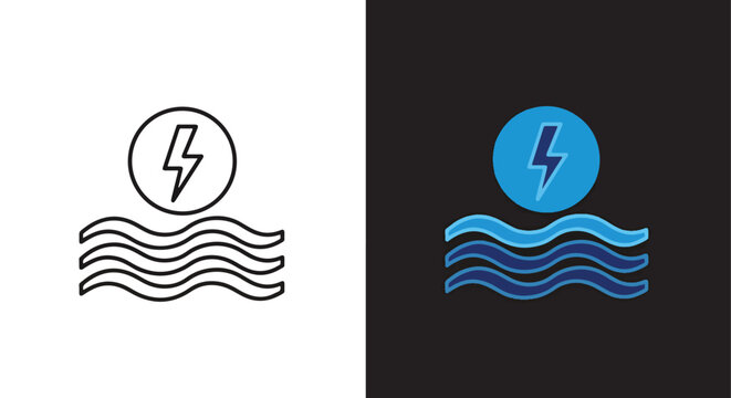 Water energy icon vector - Minimalist, flat icon, outline, glyph, linear, clipart, sticker - icon set