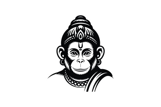 Ancient spiritual monkey character wearing crown and ceremonial necklaces.