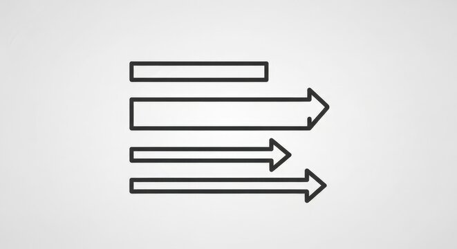 Outline icon depicting text alignment or a workflow process with multiple lines and right-pointing arrows.