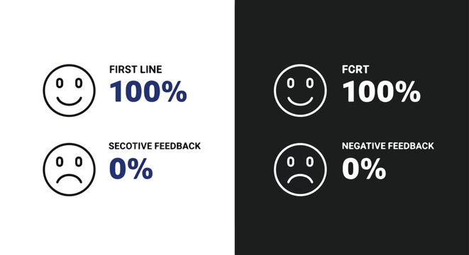 Customer feedback icons with percentages - Line and glyph solid icon and logo template - Clipart, sticker - icon set