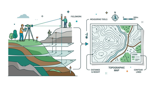Surveyor using equipment for topographic mapping and analysis