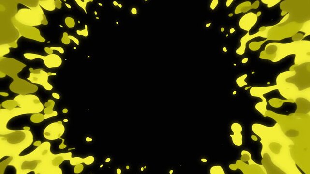 Anime fire frame effect with glowing yellow flames surrounding a black background in vivid abstract motion.