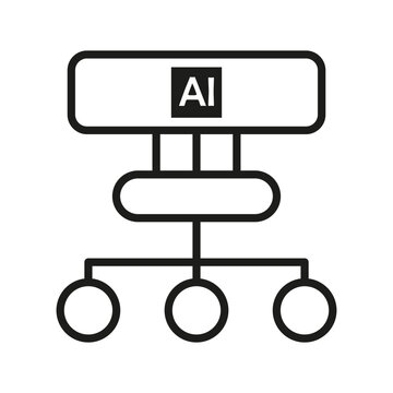 Artificial intelligence flowchart structure vector. Perfect for tech data visualization and machine learning web graphics.