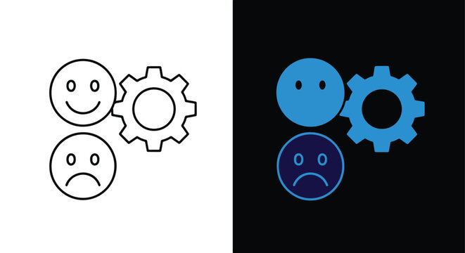 Vector emotion and gear icons set - Glyph solid icon - Editable modern style icon - Clipart, sticker - icon set - Clipart