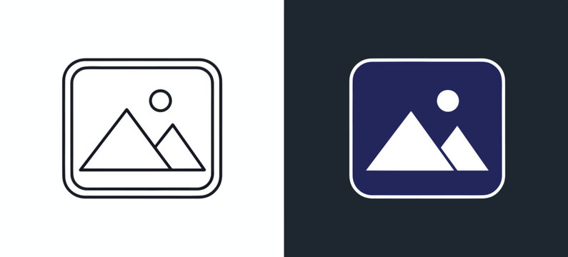 Vector camping icon set with tent and location pin - Line and glyph solid icon and logo template - Clipart, sticker - icon set