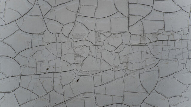 Close up of Weathered White Paint with Intricate Cracked Patterns