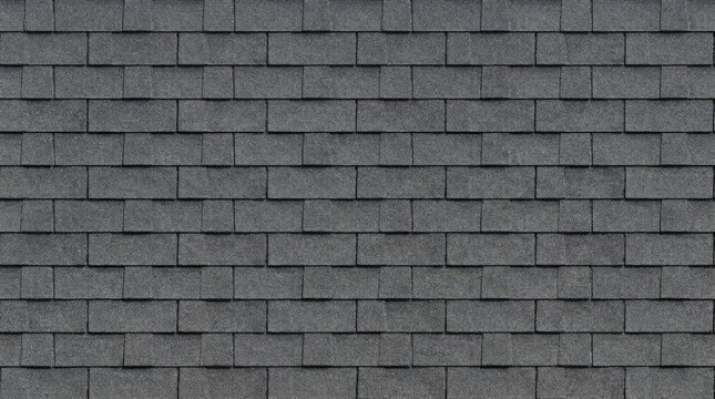 A close-up image of gray asphalt shingles arranged in a brick pattern. The shingles create a textured, dark gray surface.