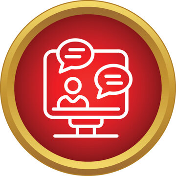 Computer monitor showing person chatting representing online communication and remote meetings
