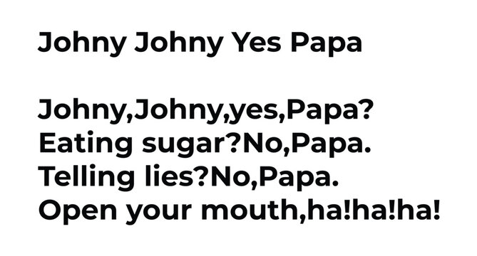 Johny Johny Yes Papa Nursery Rhyme Concept.