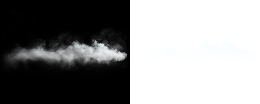 Realistic smoke stream floating on transparent background with atmospheric fog texture for cinematic PNG overlay effects
