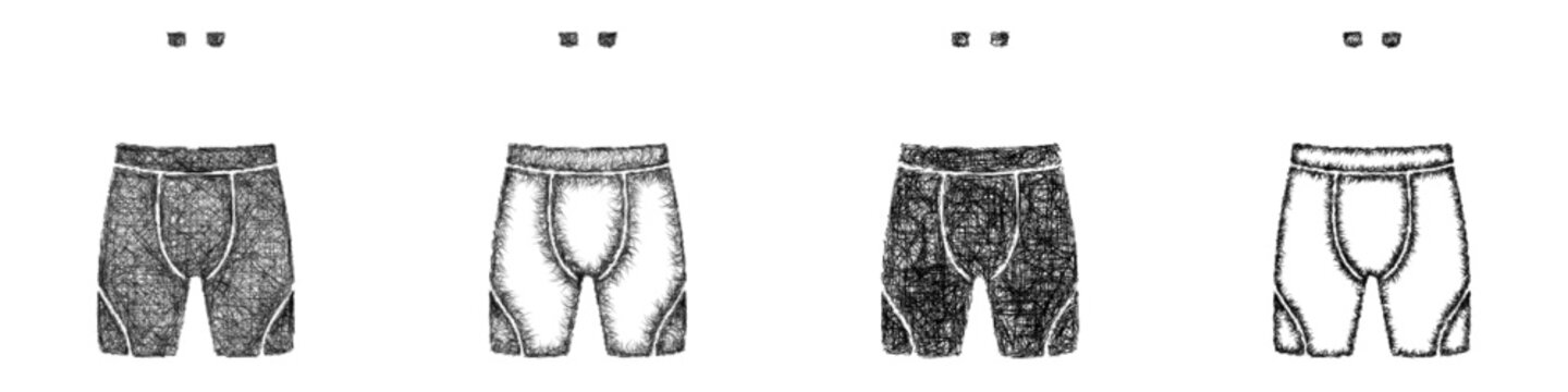 Sketch compression shorts icon design set